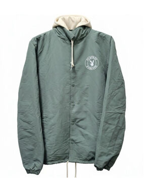 Playboy Forever Men Olive Long-Sleeve Windbreaker Hoodie Snap Jacket Size Medium